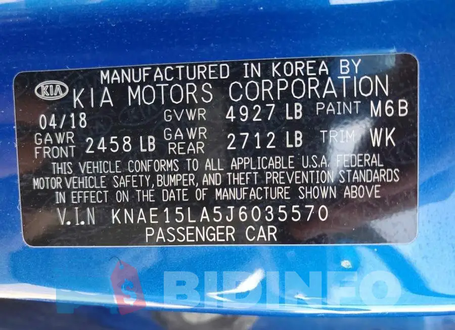 KNAE15LA5J6035570 Photo# 12