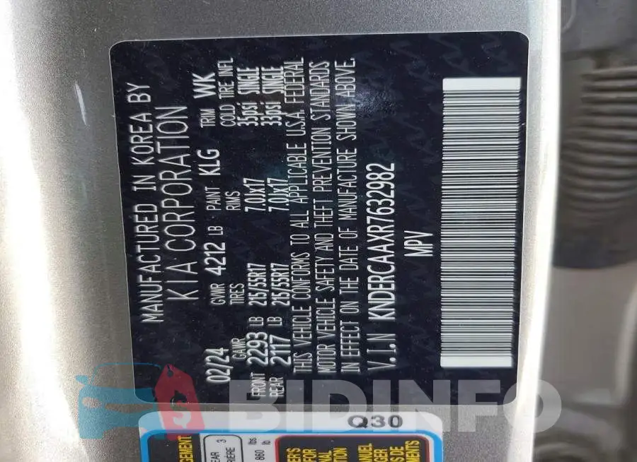 KNDERCAAXR7632982 Photo# 13