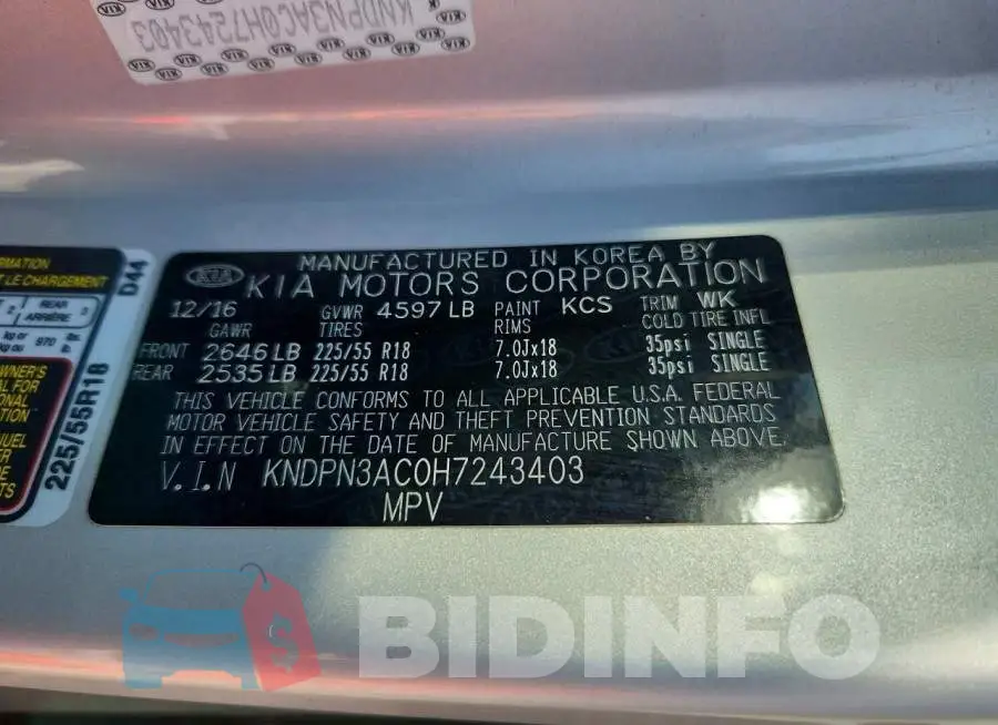 KNDPN3AC0H7243403 Photo# 12