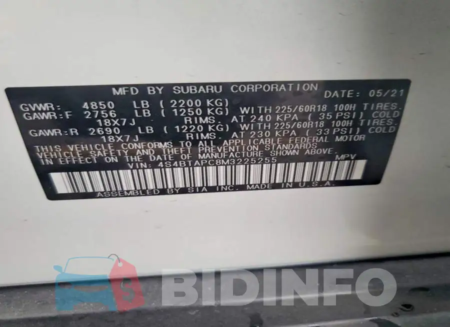 4S4BTAPC8M3225255 Photo# 13