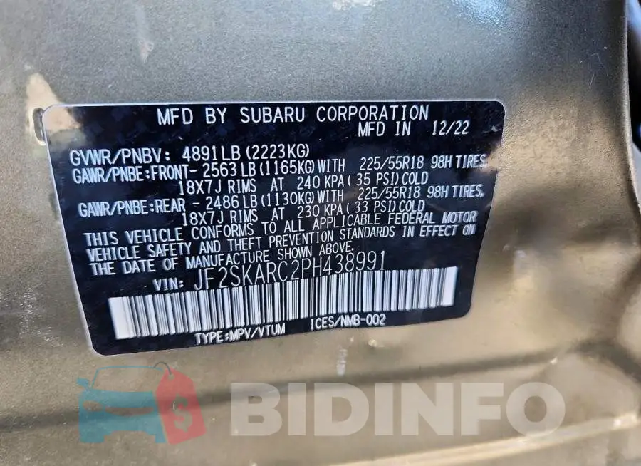 JF2SKARC2PH438991 Photo# 13