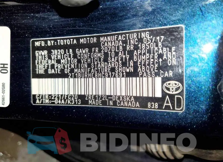 2T1BURHE8HC917691 Photo# 12