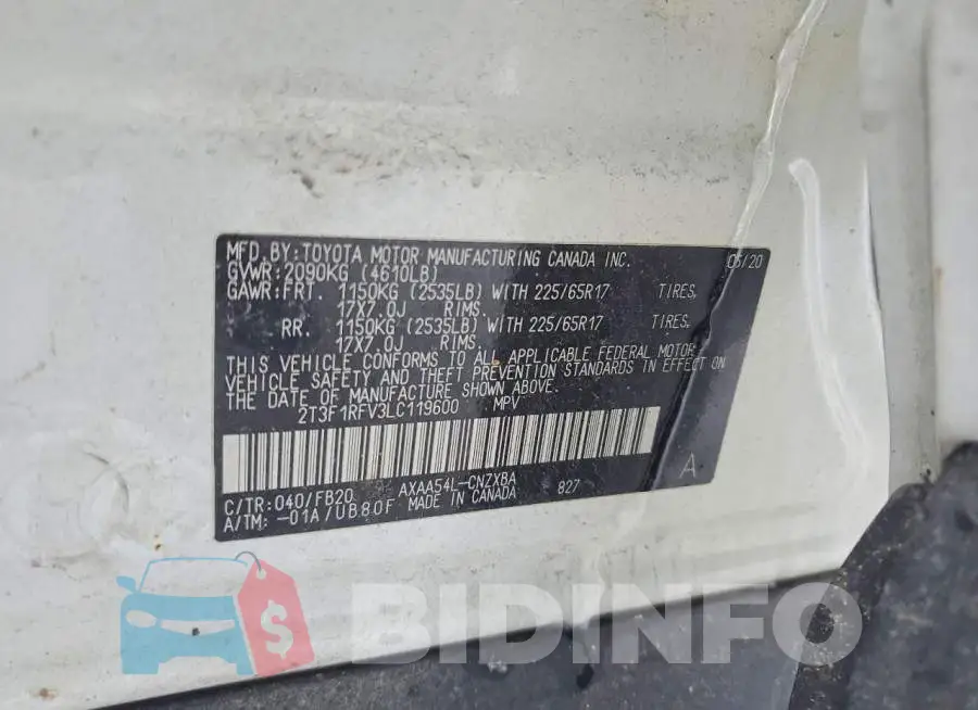 2T3F1RFV3LC119600 Photo# 13