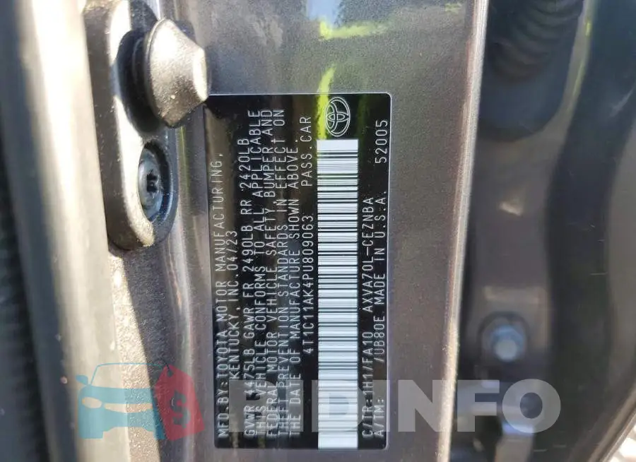 4T1C11AK4PU809063 Photo# 12