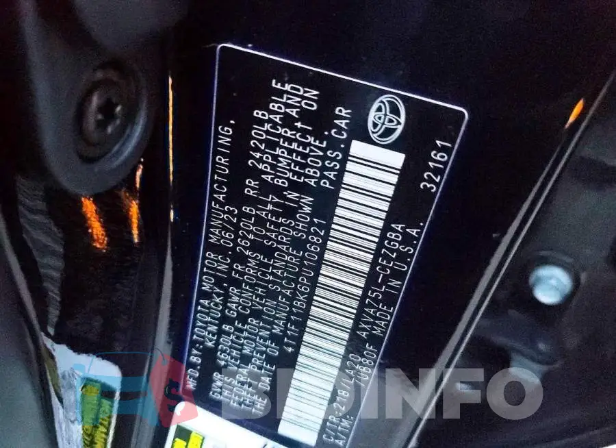 4T1F11BK6PU106821 Photo# 12