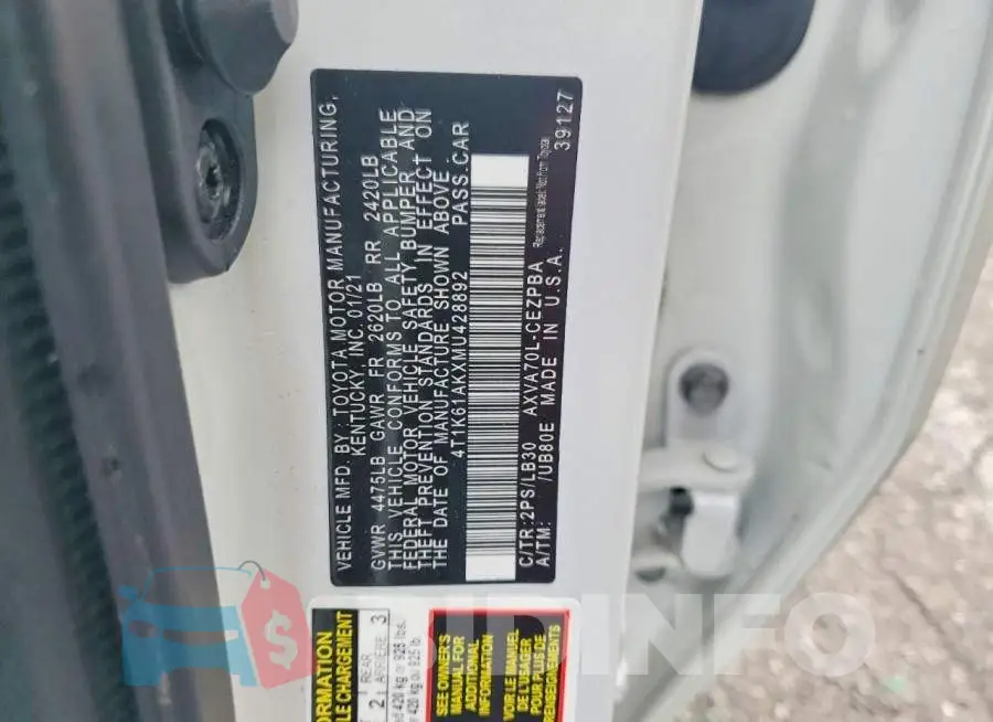 4T1K61AKXMU428892 Photo# 12