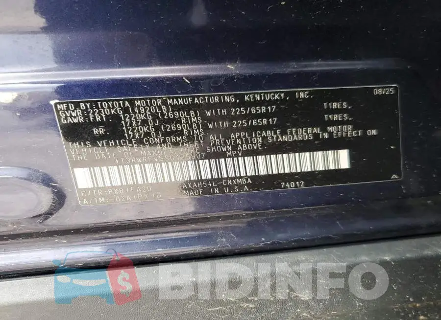 4T3RWRFV5SU199607 Photo# 14