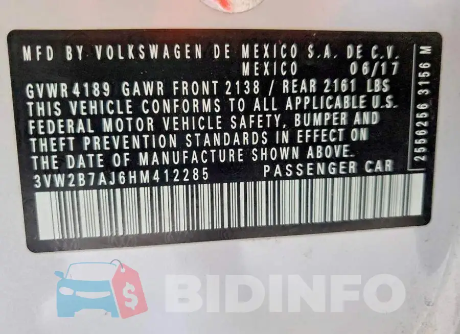 3VW2B7AJ6HM412285 Photo# 12