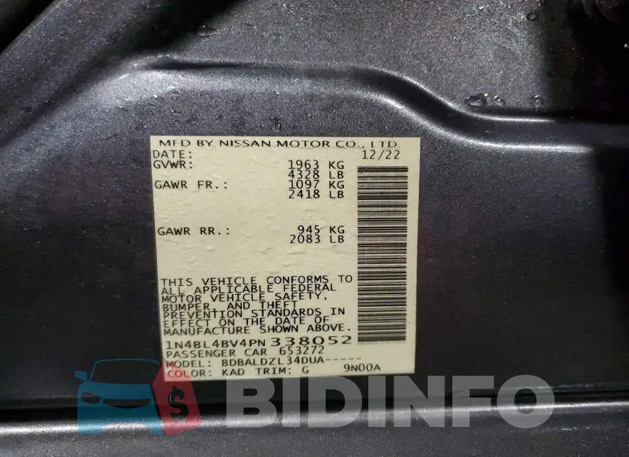1N4BL4BV4PN338052 Photo# 12