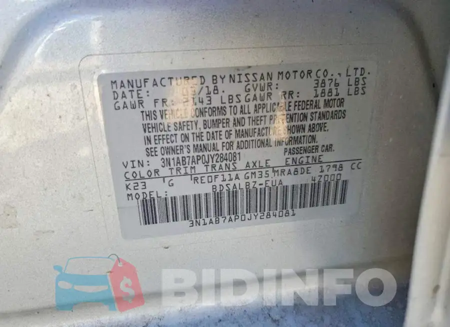 3N1AB7AP0JY284081 Photo# 13