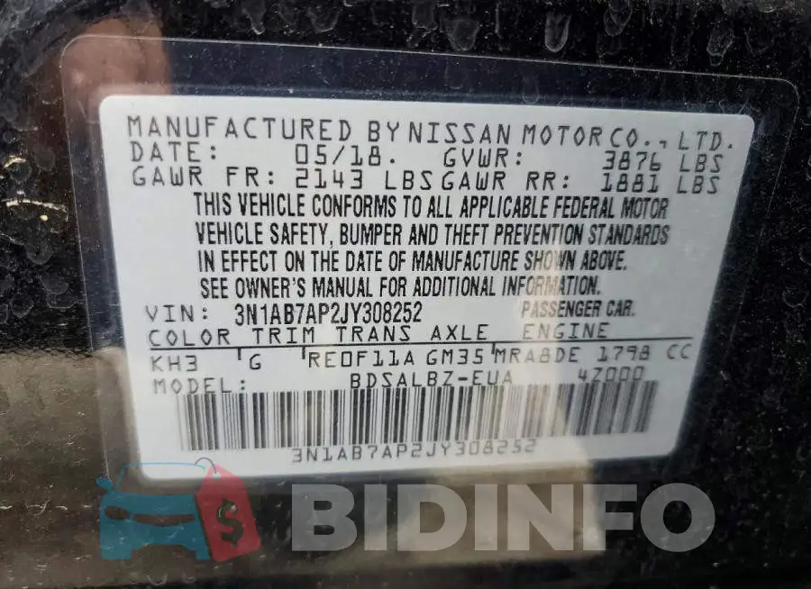 3N1AB7AP2JY308252 Photo# 13