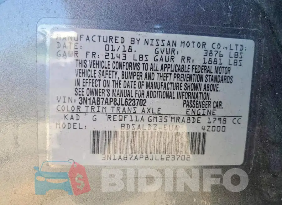 3N1AB7AP8JL623702 Photo# 12