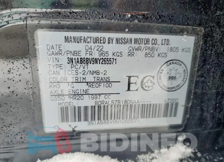3N1AB8BV9NY265571 Photo# 13