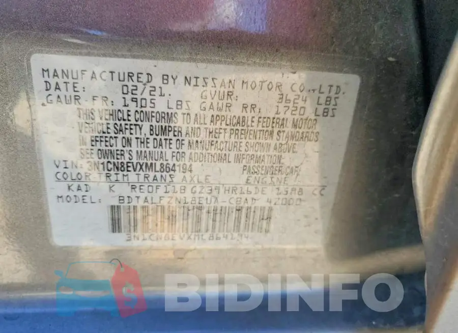 3N1CN8EVXML864194 Photo# 13