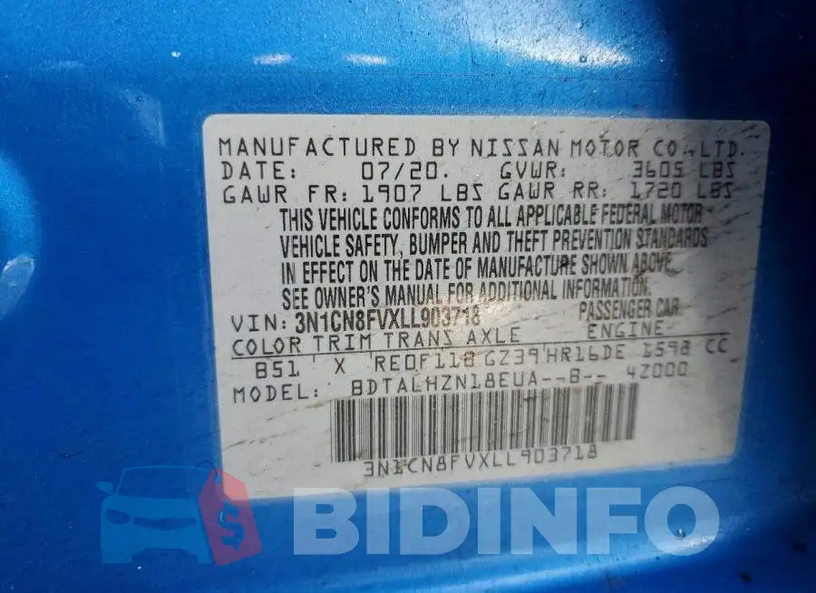 3N1CN8FVXLL903718 Photo# 13