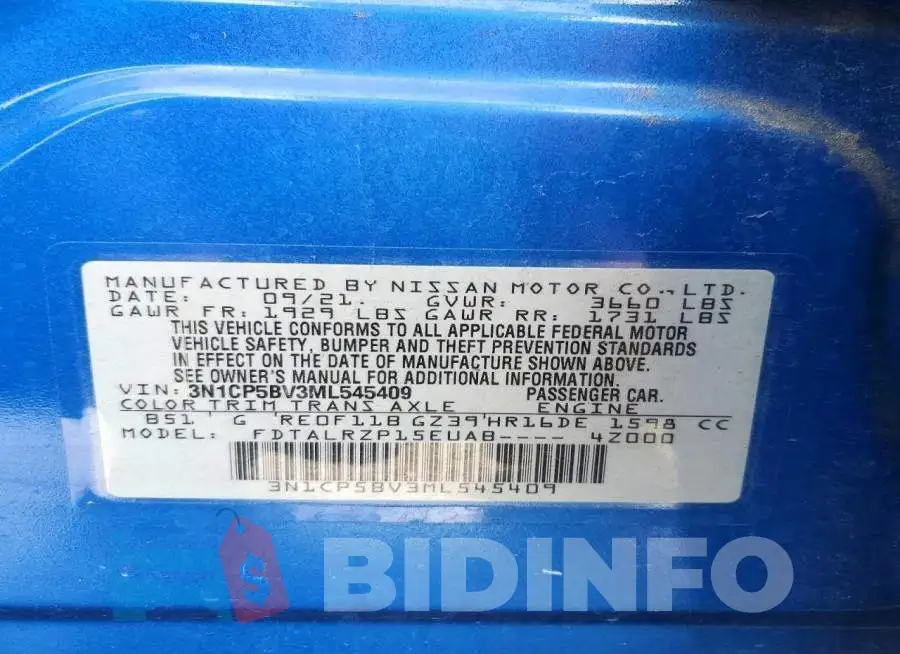 3N1CP5BV3ML545409 Photo# 14