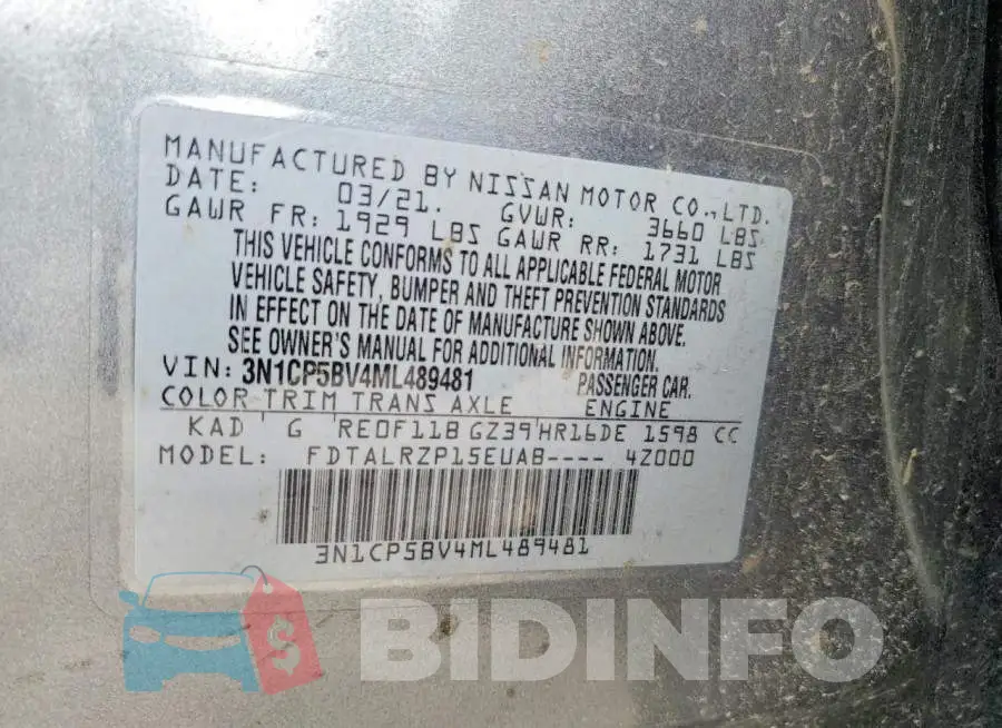 3N1CP5BV4ML489481 Photo# 12