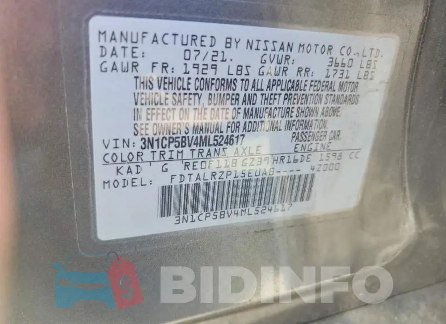 3N1CP5BV4ML524617 Photo# 12