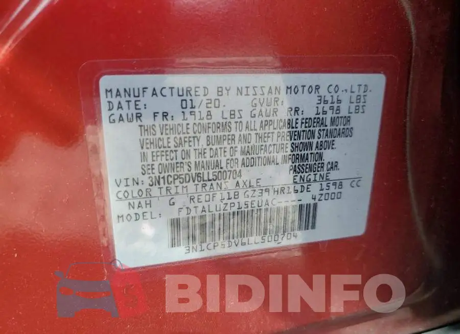 3N1CP5DV6LL500704 Photo# 13