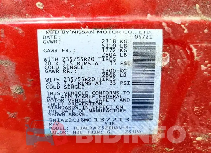 5N1AZ2CJ6MC137213 Photo# 13