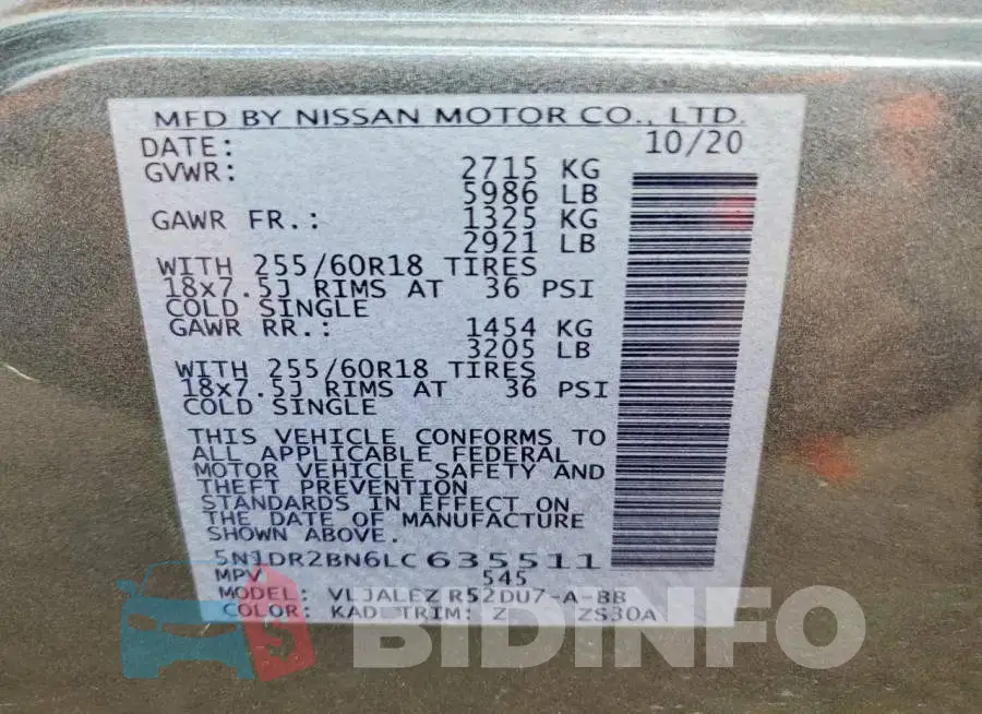 5N1DR2BN6LC635511 Photo# 13