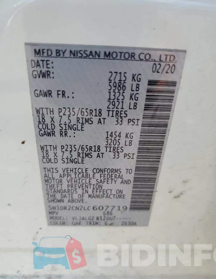 5N1DR2CN2LC607719 Photo# 14