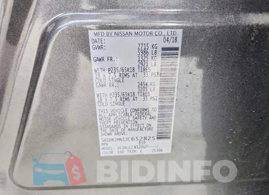 5N1DR2MN1JC652825 Photo# 13