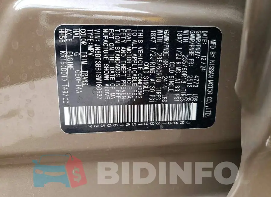 JN8BT3BB1SW160537 Photo# 13
