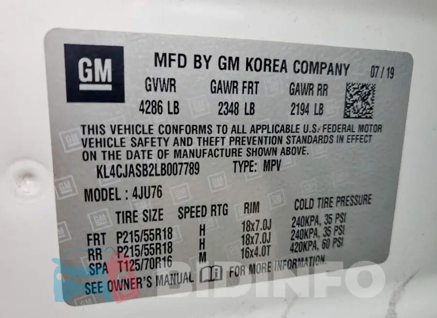 KL4CJASB2LB007789 Photo# 14