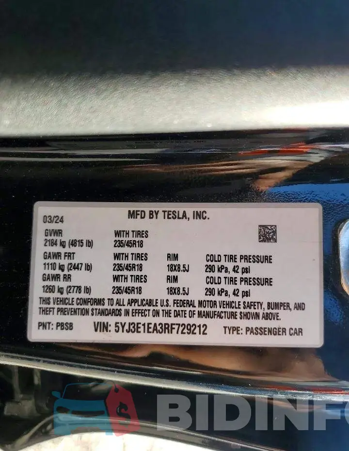 5YJ3E1EA3RF729212 Photo# 12