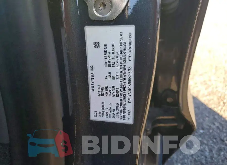 5YJ3E1EA9RF726783 Photo# 12