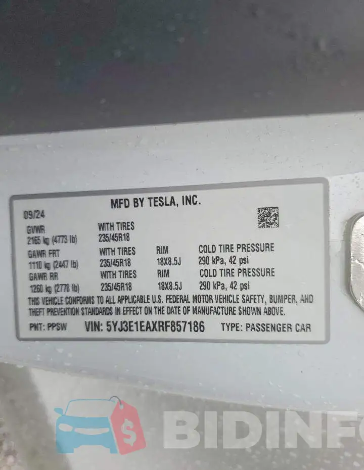 5YJ3E1EAXRF857186 Photo# 13