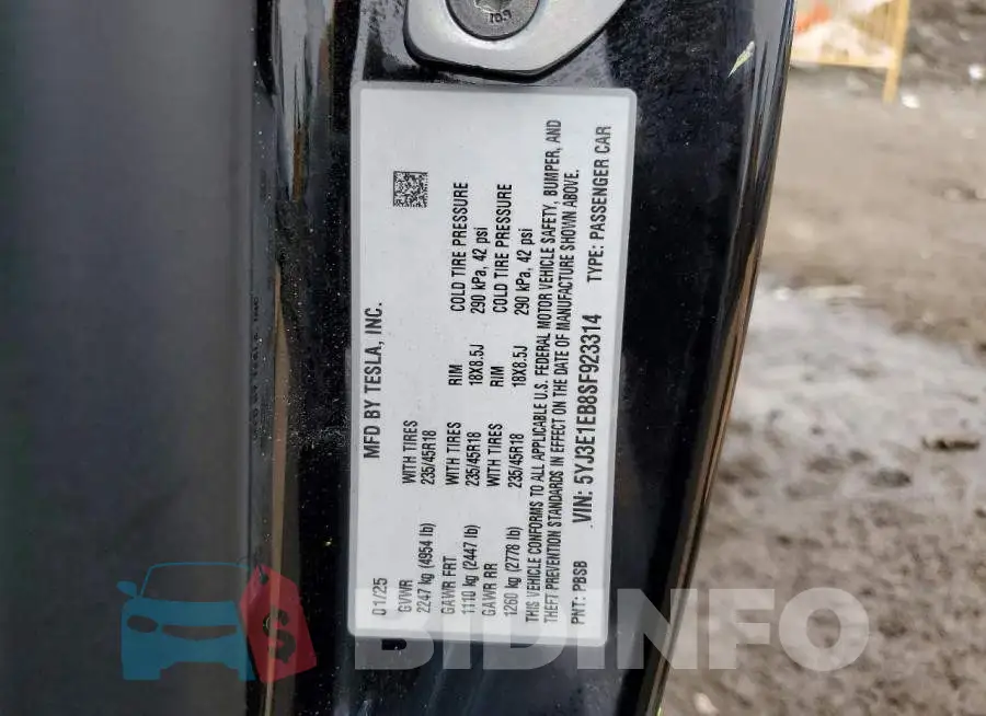 5YJ3E1EB8SF923314 Photo# 12