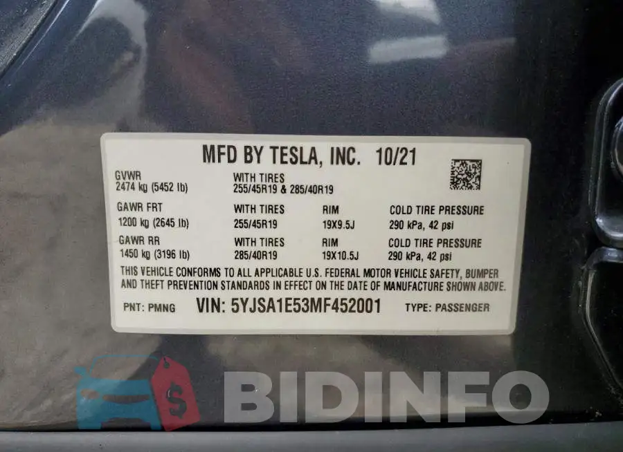 5YJSA1E53MF452001 Photo# 12