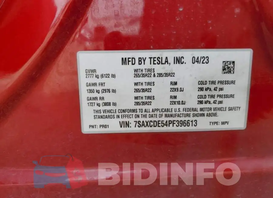 7SAXCDE54PF396613 Photo# 13