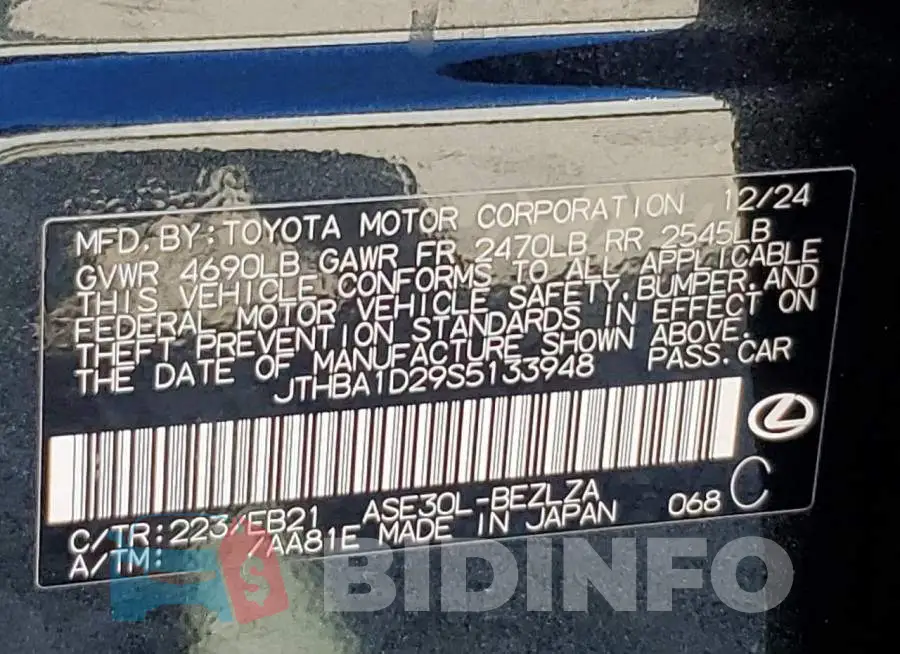 JTHBA1D29S5133948 Photo# 13