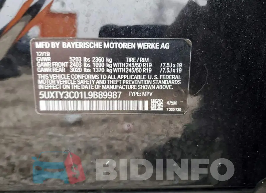 5UXTY3C01L9B89987 Photo# 13