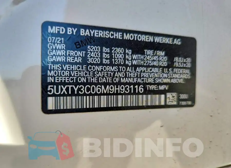 5UXTY3C06M9H93116 Photo# 12