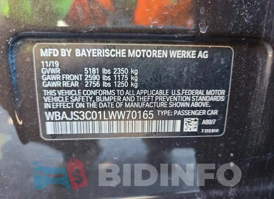 WBAJS3C01LWW70165 Photo# 13