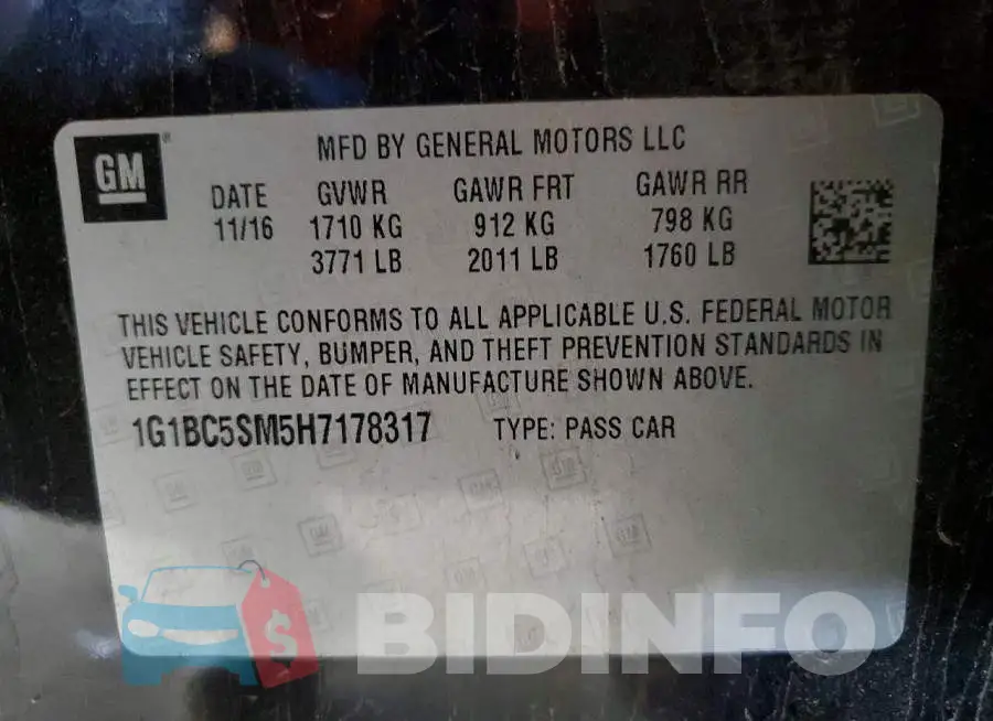 1G1BC5SM5H7178317 Photo# 12