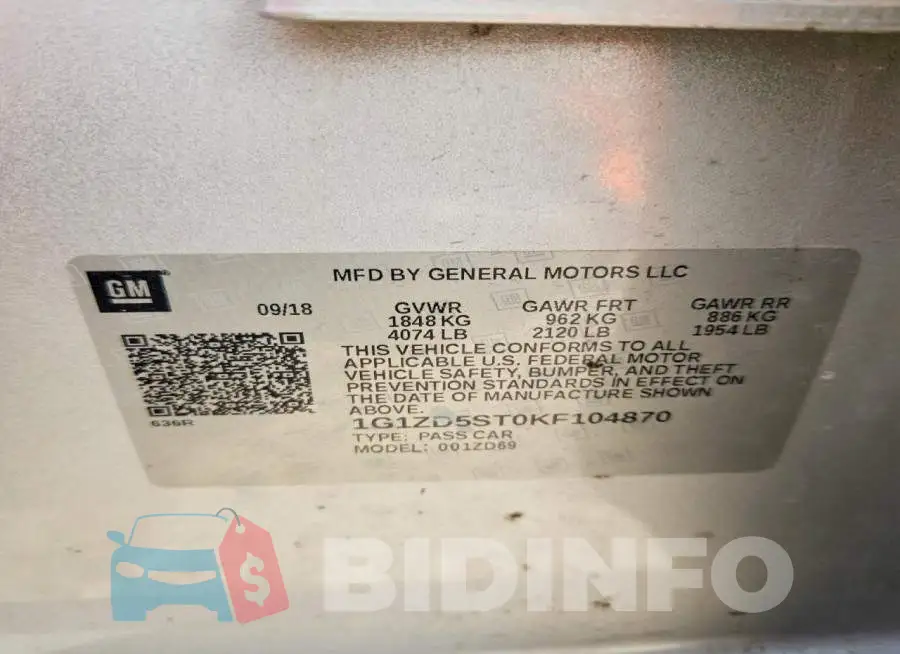 1G1ZD5ST0KF104870 Photo# 12