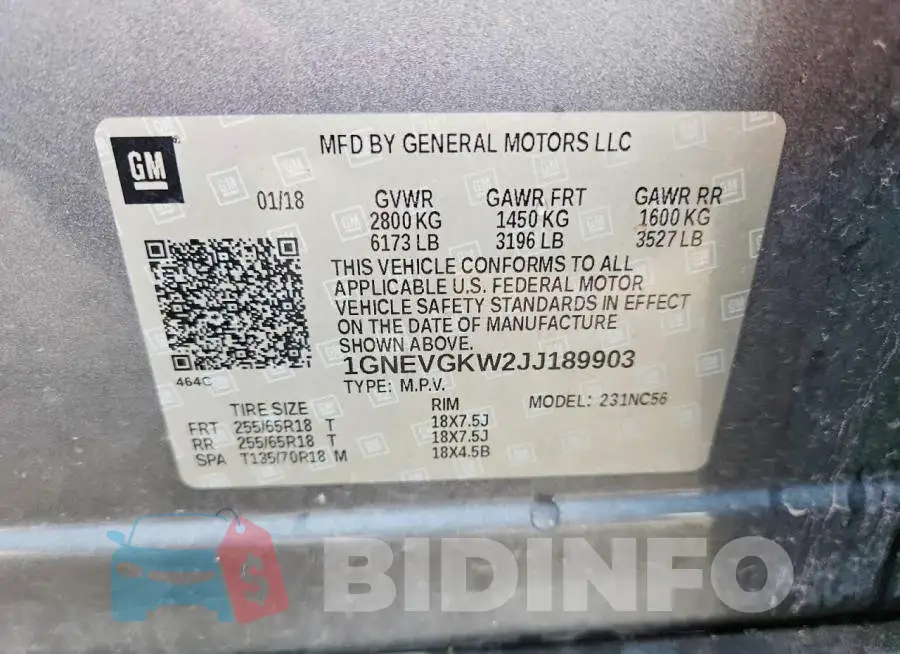1GNEVGKW2JJ189903 Photo# 13