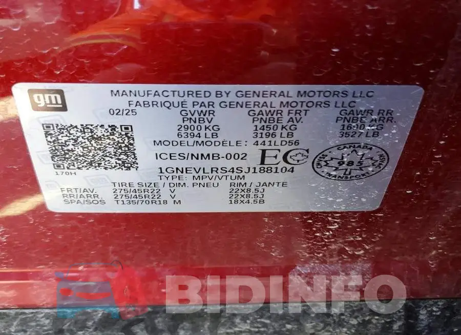 1GNEVLRS4SJ188104 Photo# 14