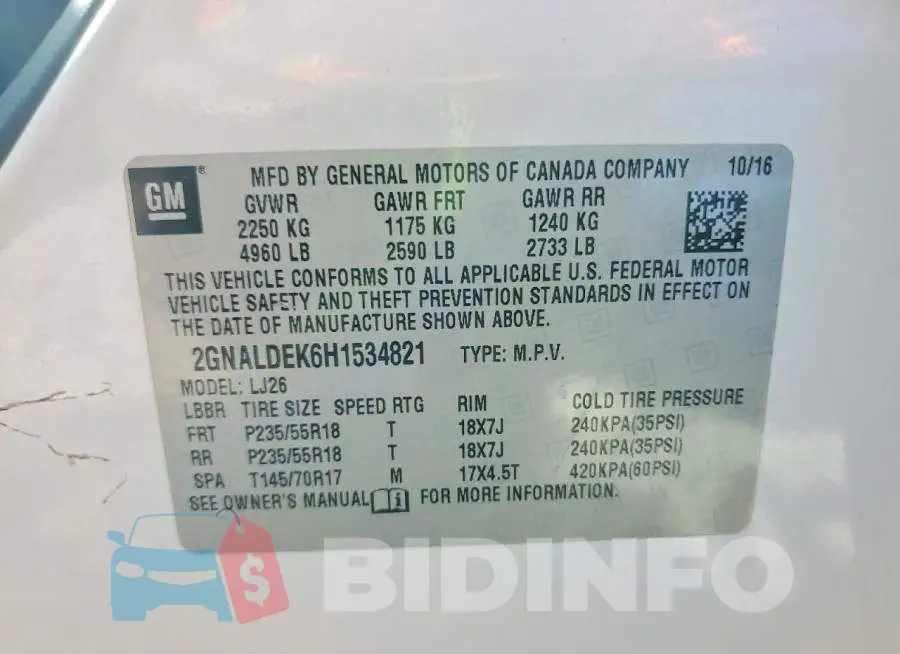 2GNALDEK6H1534821 Photo# 12