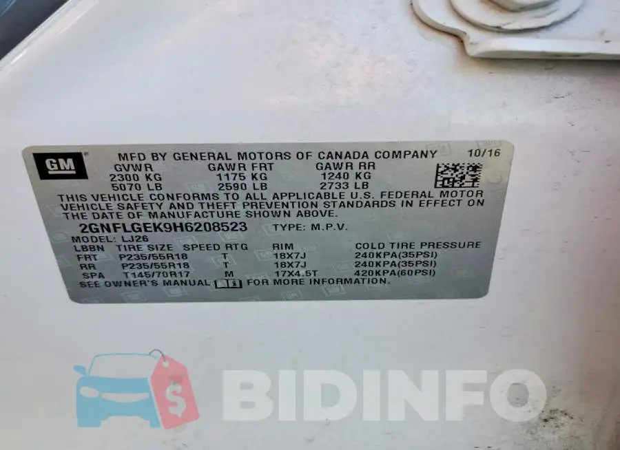 2GNFLGEK9H6208523 Photo# 12