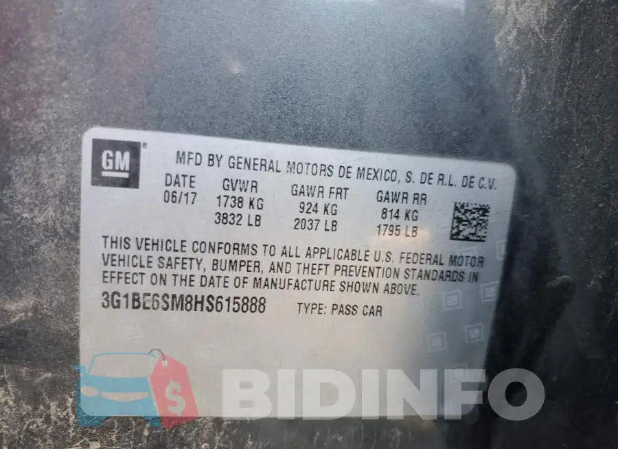 3G1BE6SM8HS615888 Photo# 13