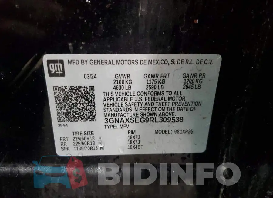 3GNAXSEG9RL309538 Photo# 14