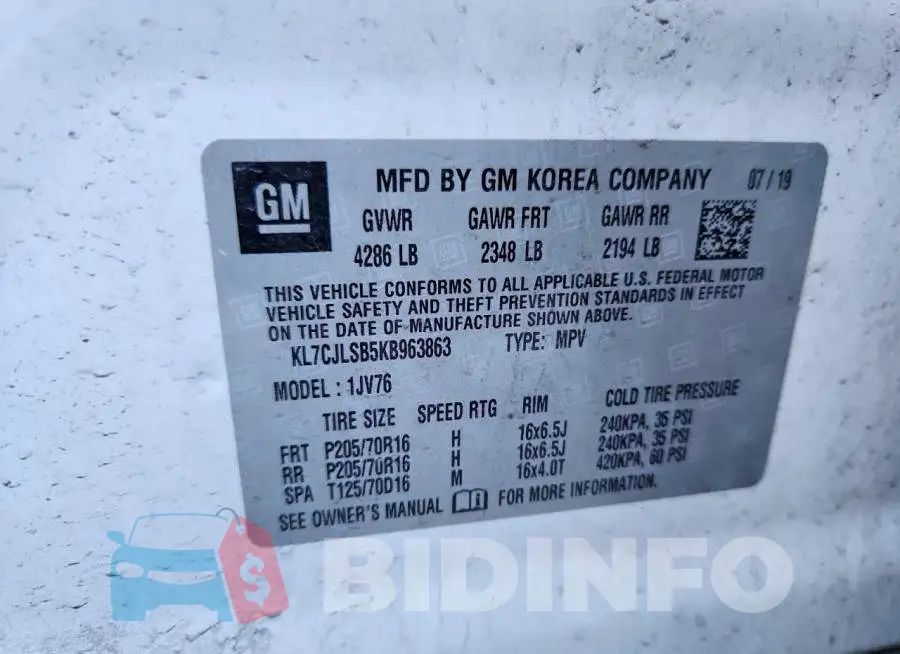 KL7CJLSB5KB963863 Photo# 12