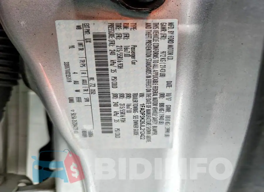 1FADP3K26JL212422 Photo# 12