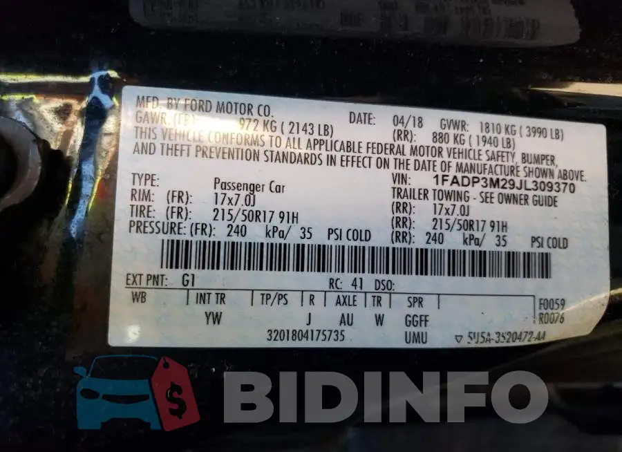 1FADP3M29JL309370 Photo# 13